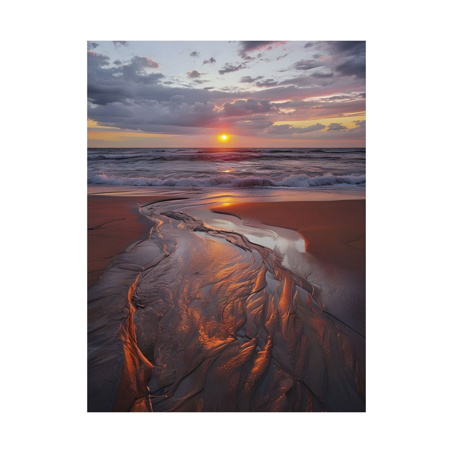 Flagler Beach FL Sunrise "Reflection" Satin Poster (300gsm)