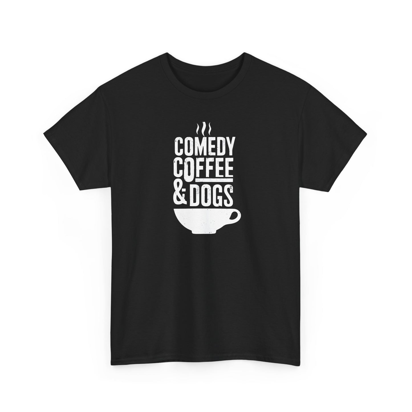 Comedy Coffee & Dogs Unisex Heavy Cotton Tee