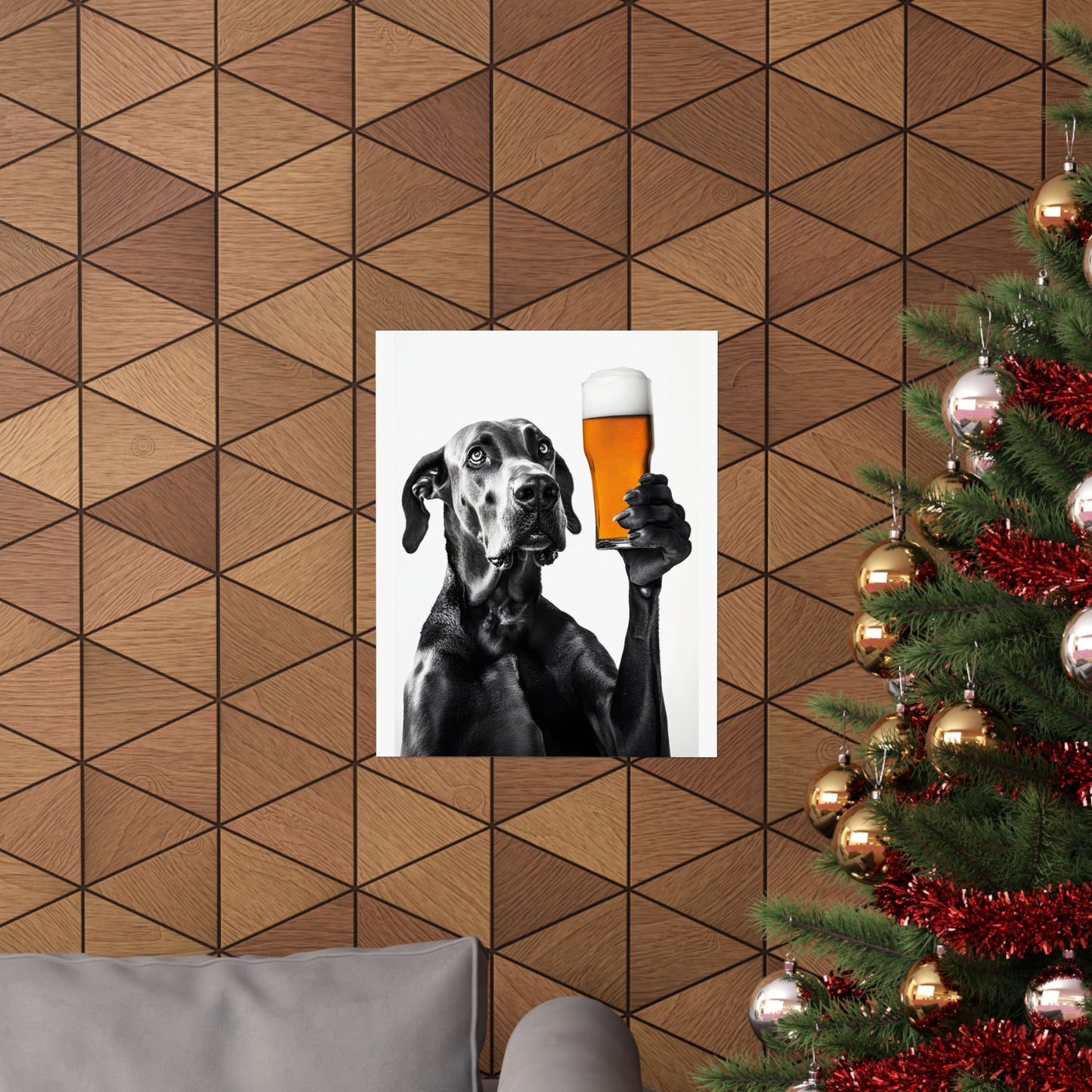 Great Dane Beer Lover Poster, Funny Dog Art Print, Great Dane Home Decor, Pet Lover Gift, Unique Wall Art for Dog Owners, Beer Enthusiast