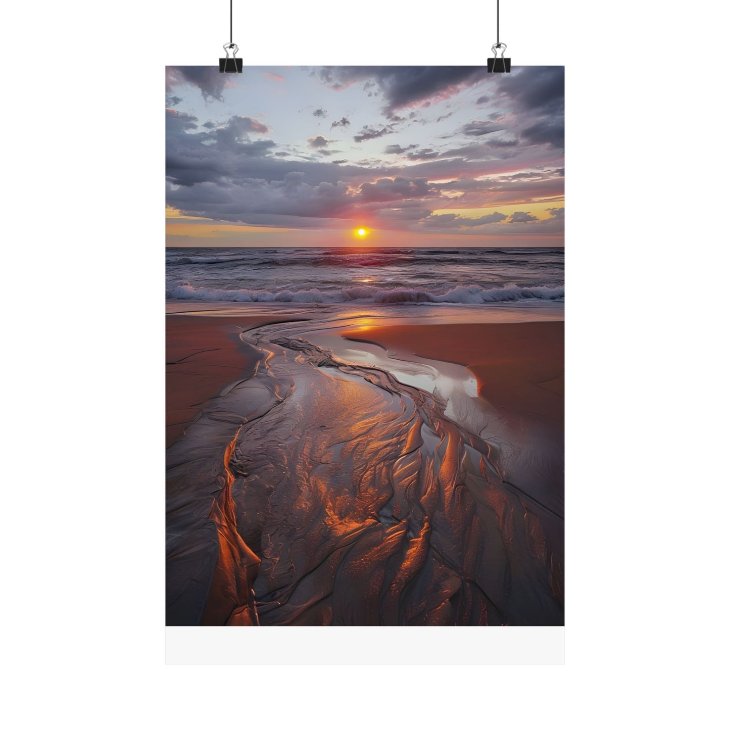 Flagler Beach FL Sunrise "Reflection" Satin Poster (300gsm)