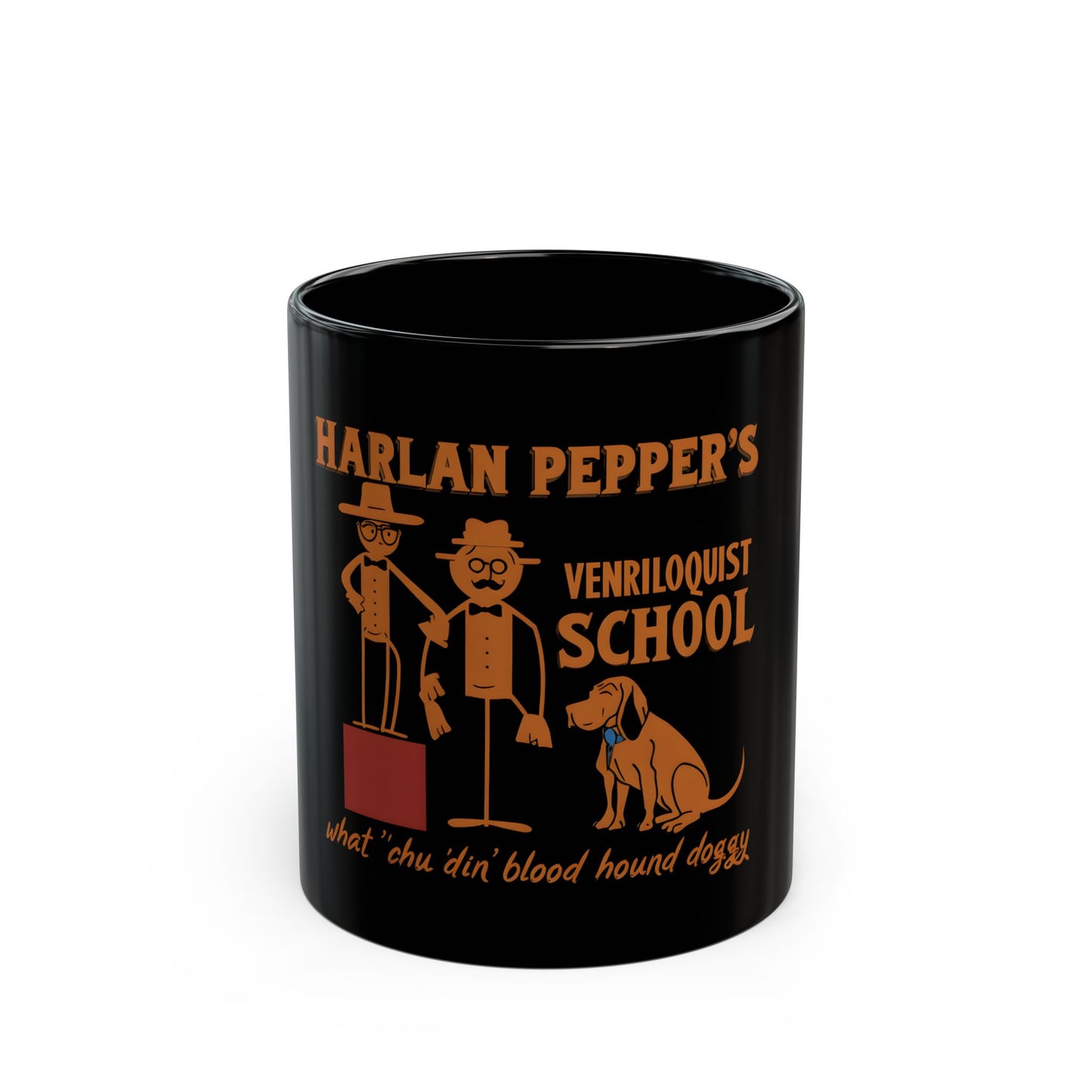 Best In Show "Harlan Pepper's Ventriloquist School" Black Mug (11oz, 15oz)