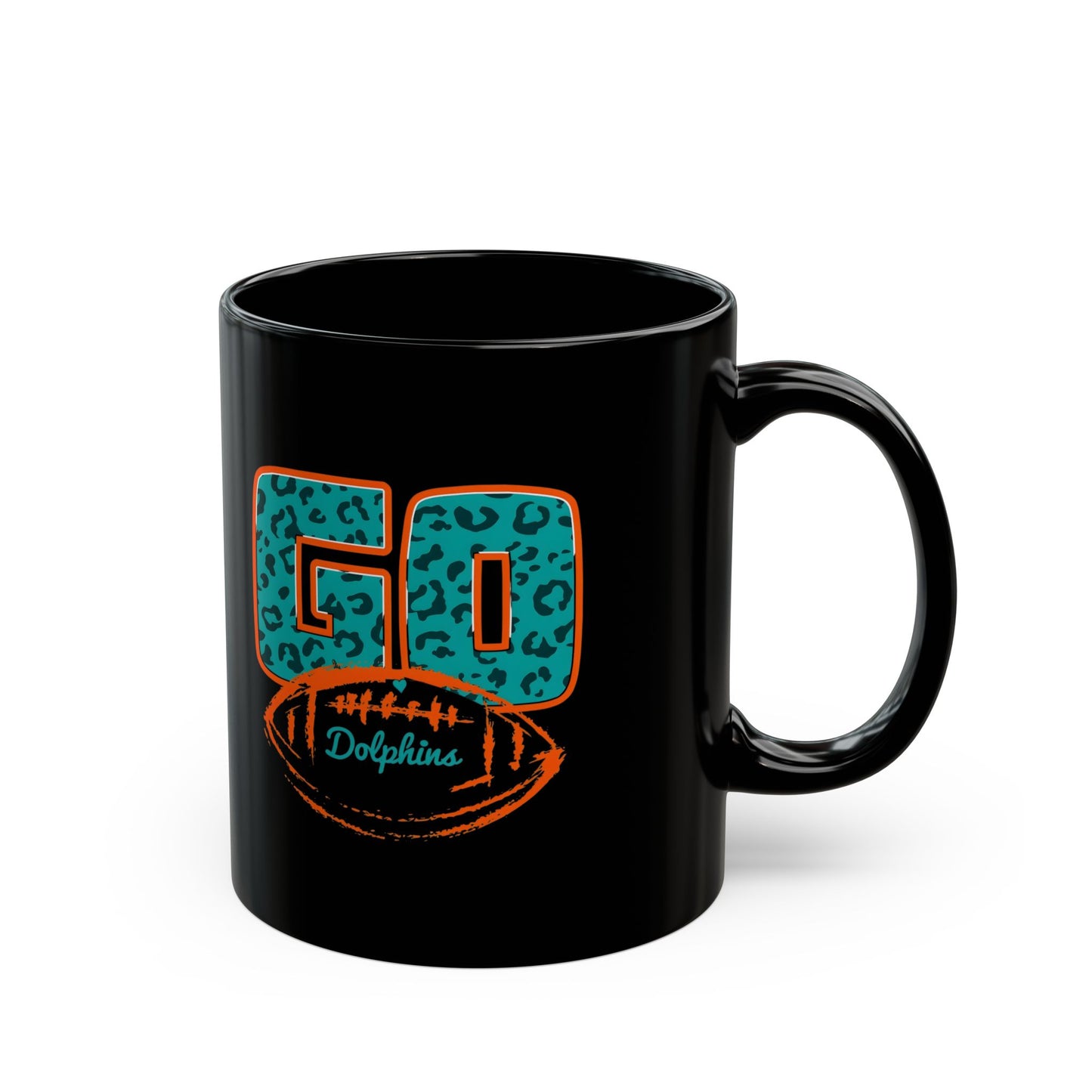 Go Dolphins Leopard Print Mug, Sports Fan Coffee Cup, NFL Fan gift