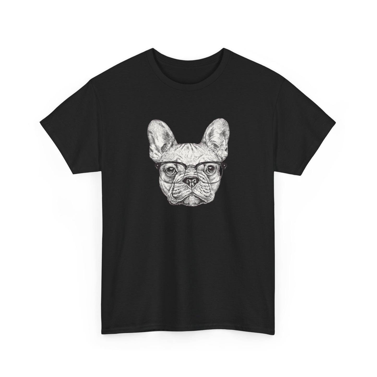 Hipster French BulldogUnisex Heavy Cotton Tee