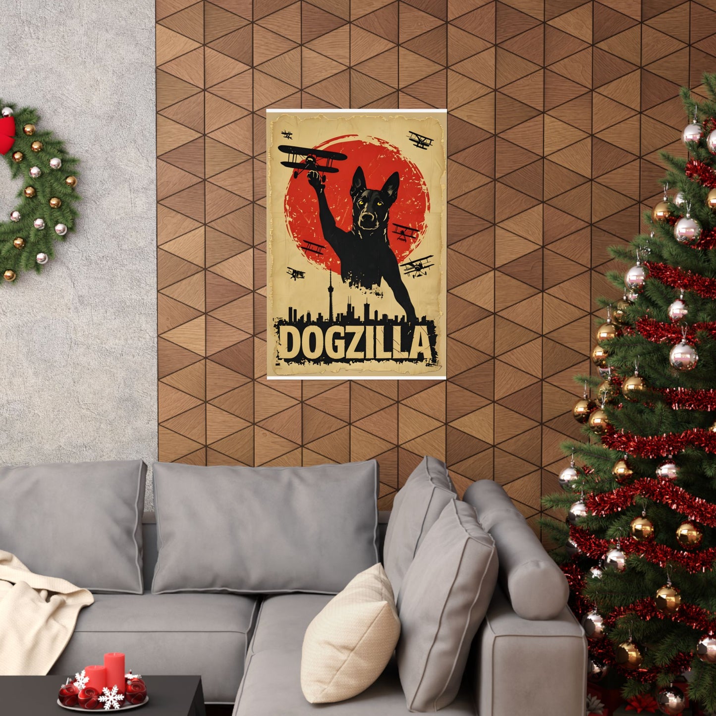 Dogzilla Matte Vertical Poster - Vintage Dog Art for Pet Lovers
