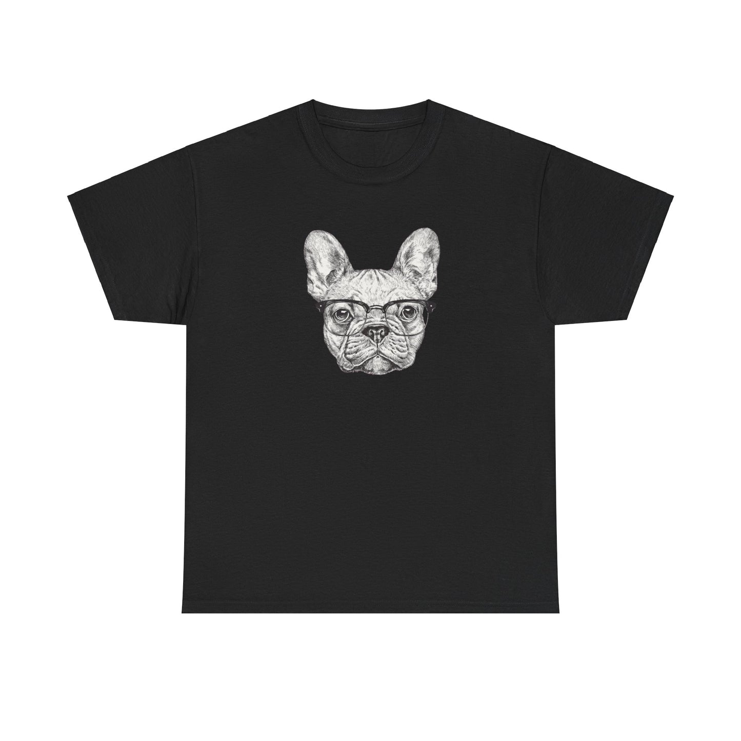 Hipster French BulldogUnisex Heavy Cotton Tee