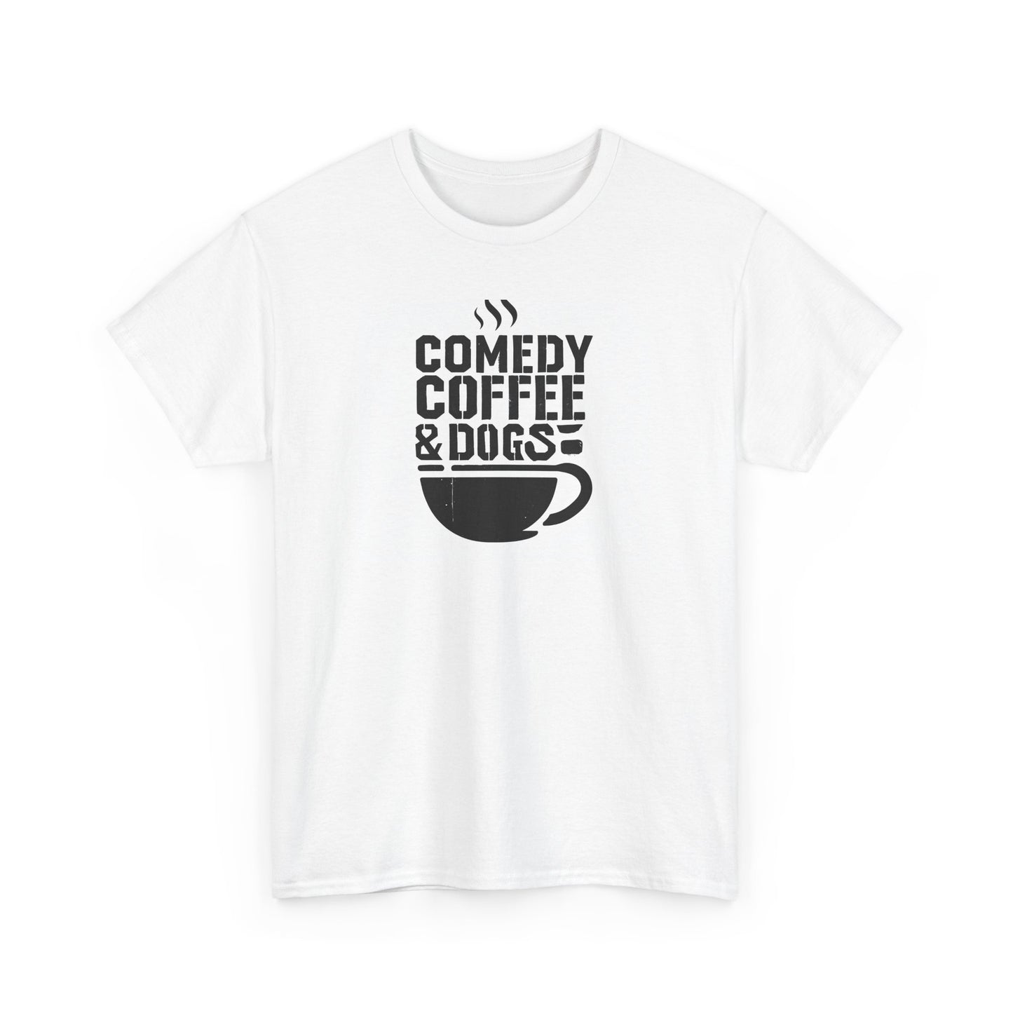 Comedy Coffee & Dogs White Unisex Heavy Cotton Tee
