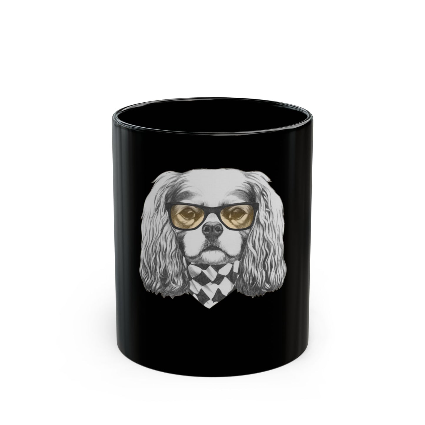 Hipster dog- Cavalier King Charles Spaniel Black Mug (11oz, 15oz)