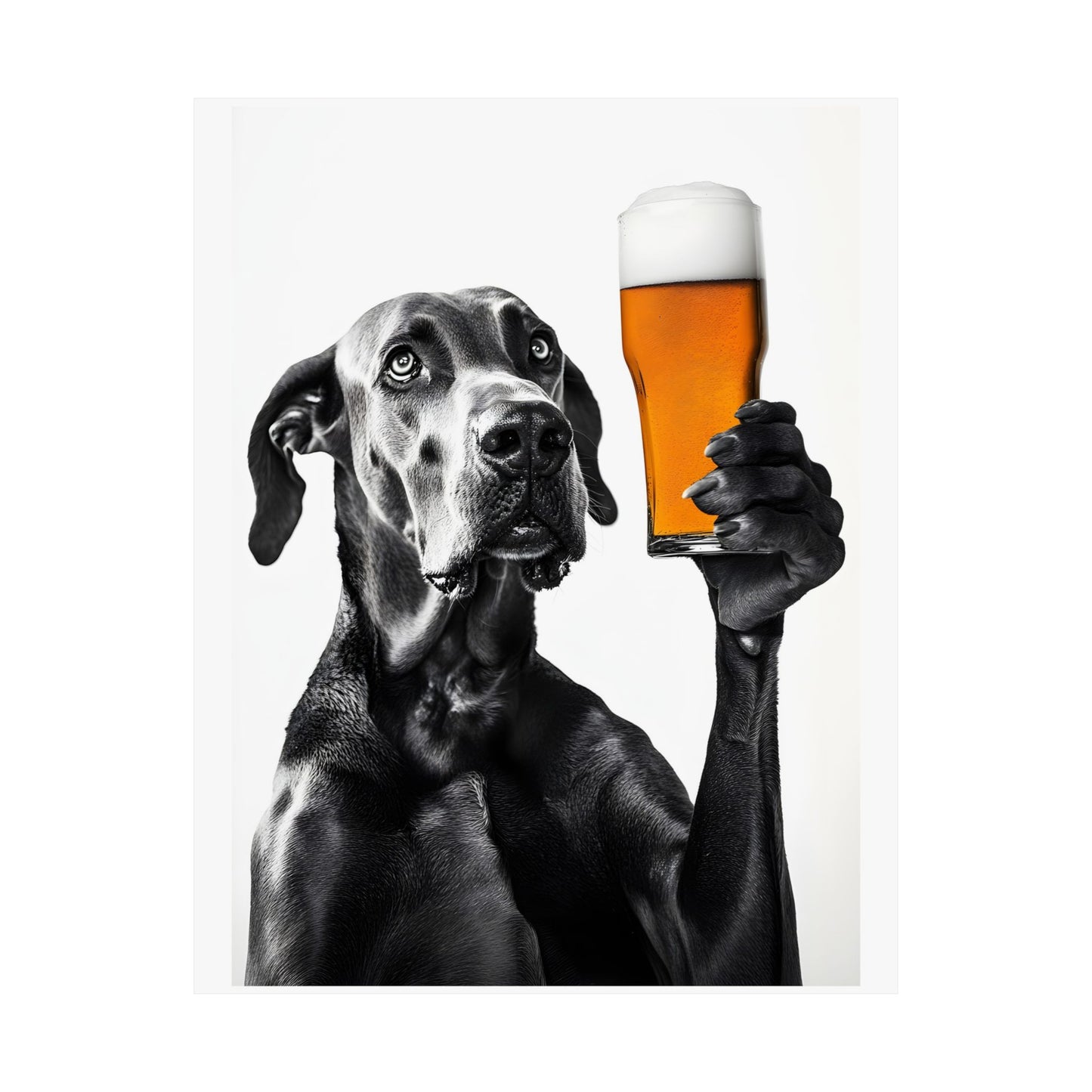 Great Dane Beer Lover Poster, Funny Dog Art Print, Great Dane Home Decor, Pet Lover Gift, Unique Wall Art for Dog Owners, Beer Enthusiast