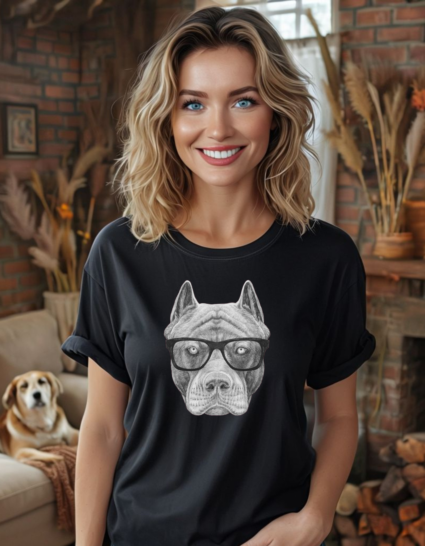 Hipster American Staffordshire Terrier/ Pit Bull Unisex Heavy Cotton Tee