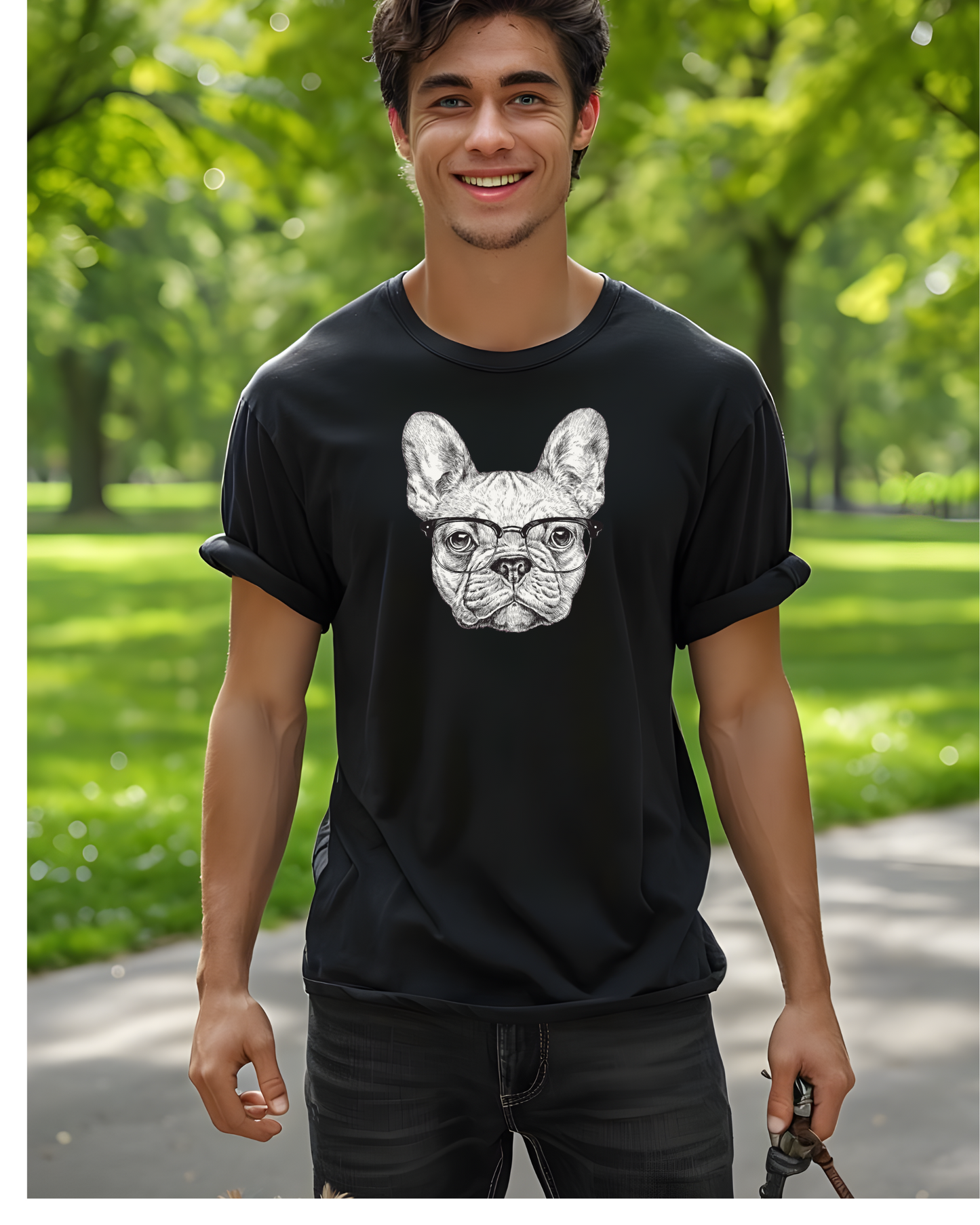 Hipster French BulldogUnisex Heavy Cotton Tee