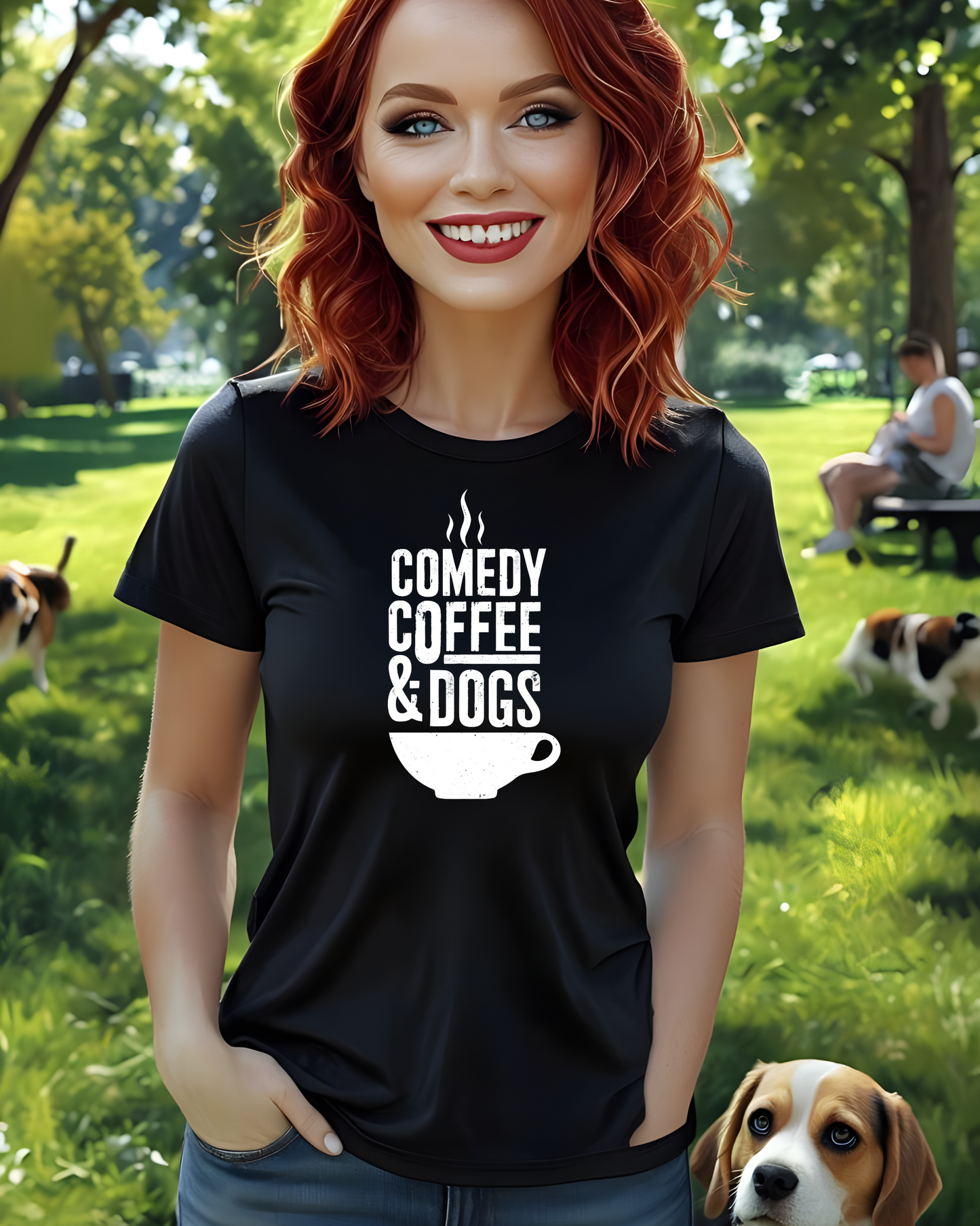 Comedy Coffee & Dogs Unisex Heavy Cotton Tee