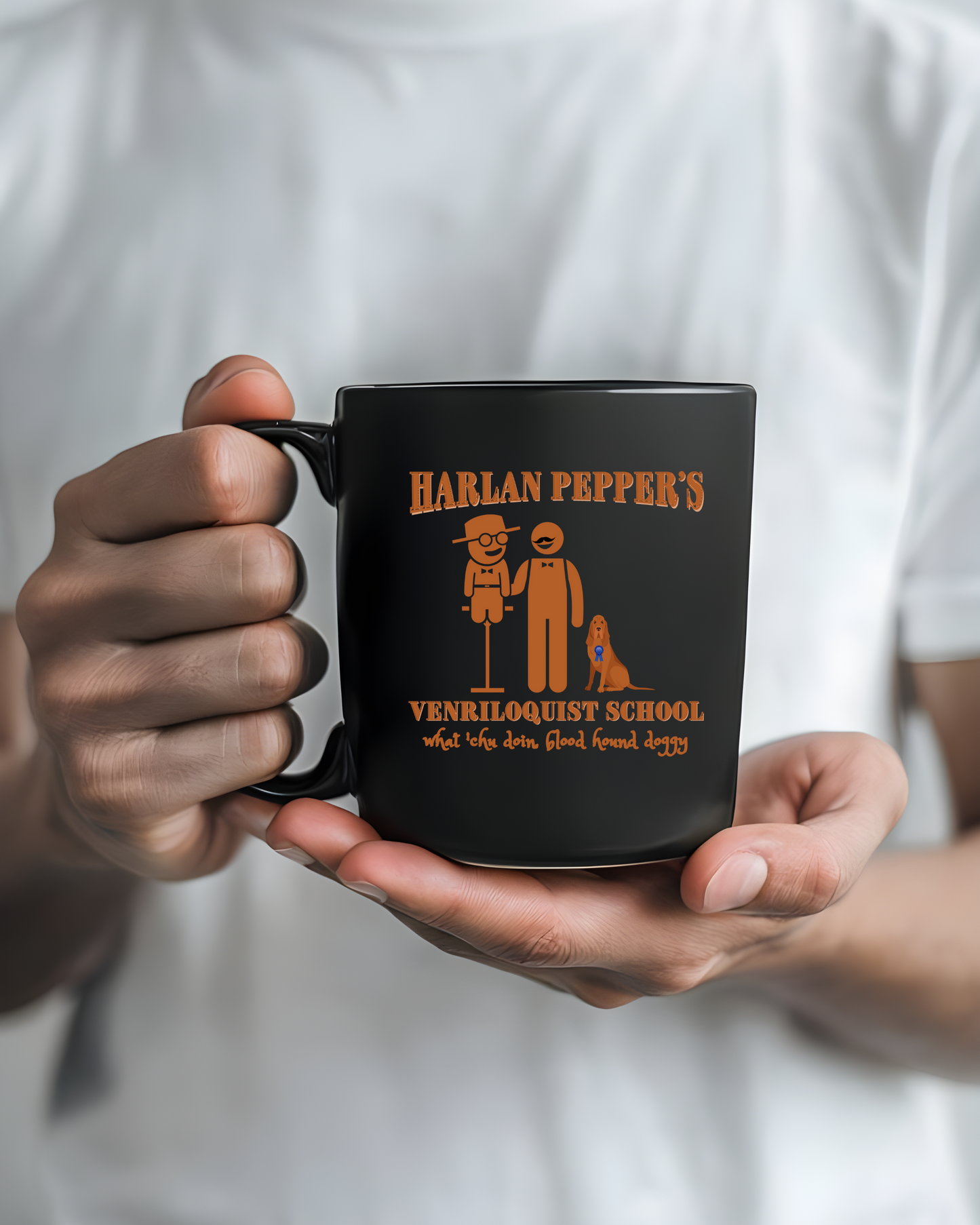 Best In Show "Harlan Pepper's Ventriloquist School" Black Mug (11oz, 15oz)