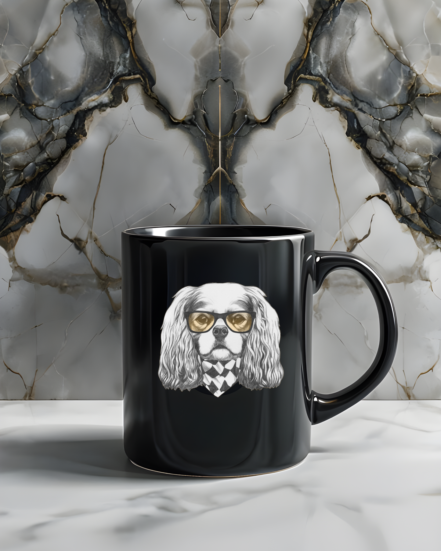 Hipster dog- Cavalier King Charles Spaniel Black Mug (11oz, 15oz)