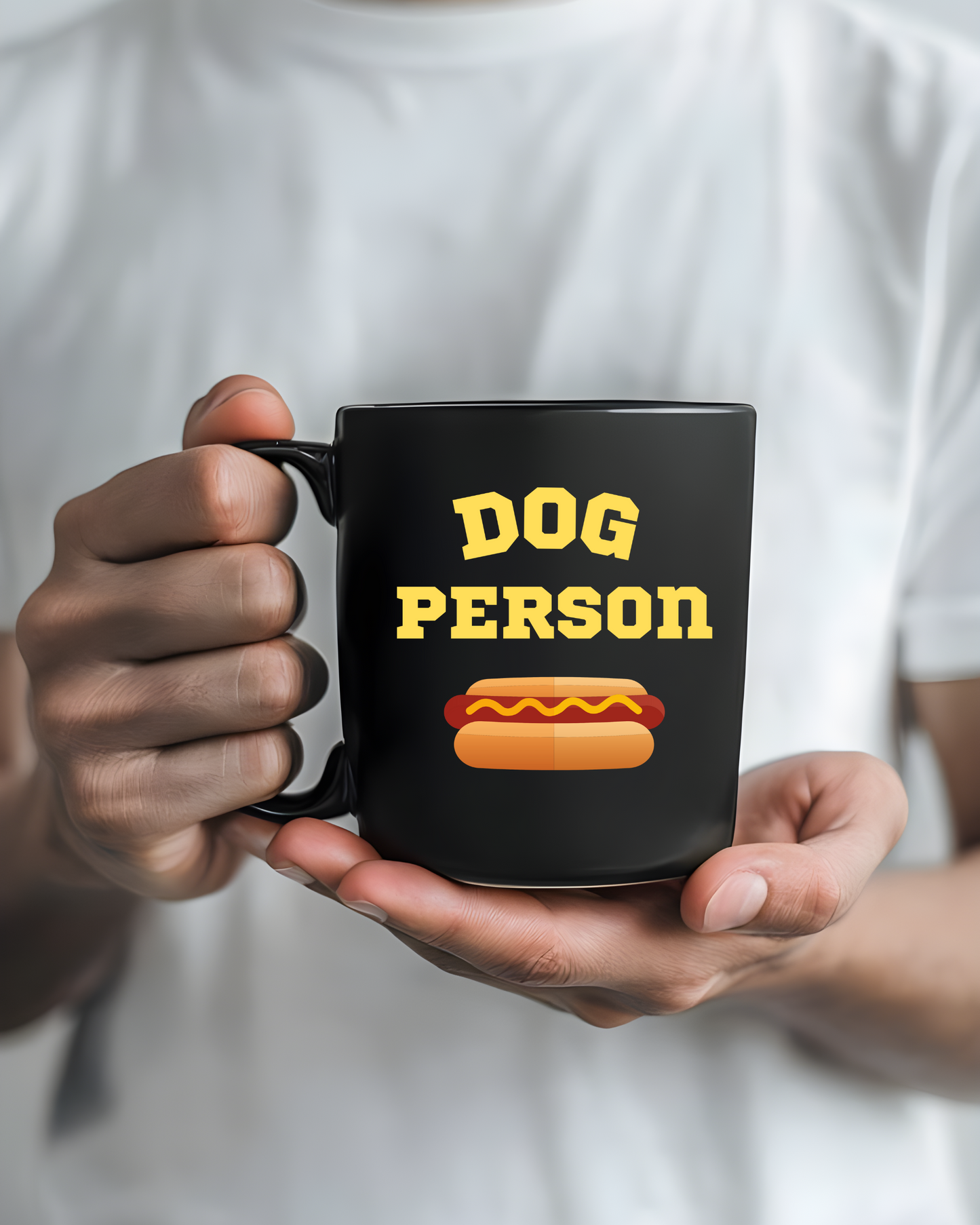 "Dog Person" (Hot Dog) Black Mug (11oz, 15oz)