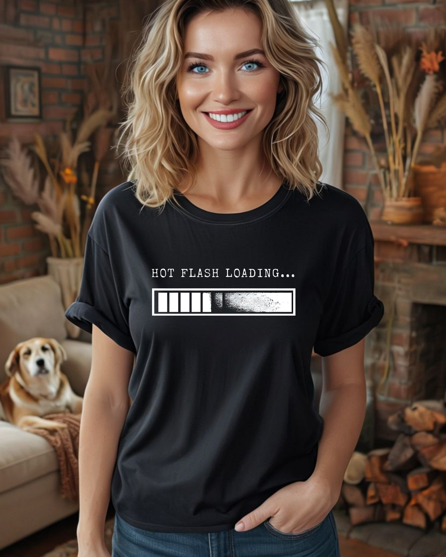 Funny Menopause Shirt "HOT FLASH Loading"Unisex Heavy Cotton Tee