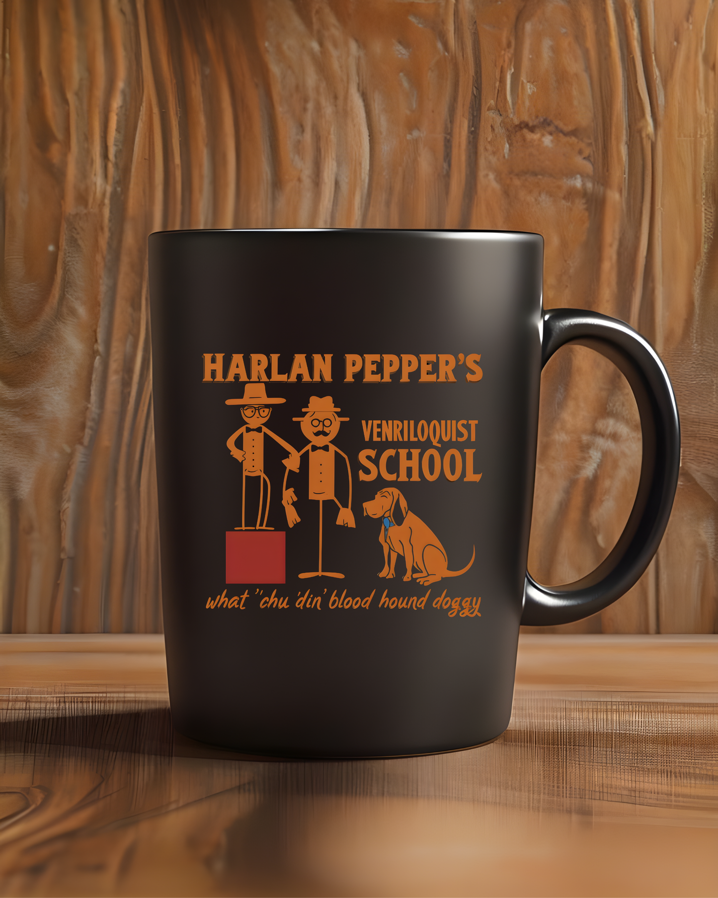 Best In Show "Harlan Pepper's Ventriloquist School" Black Mug (11oz, 15oz)