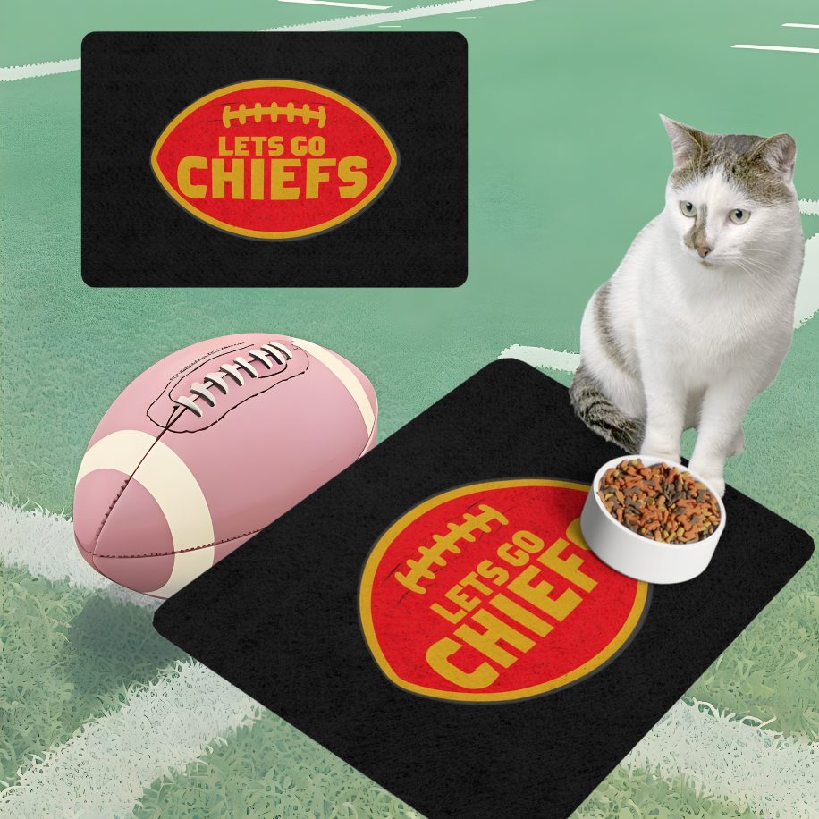 Let's Go Chiefs Pet Food Mat (12x18)