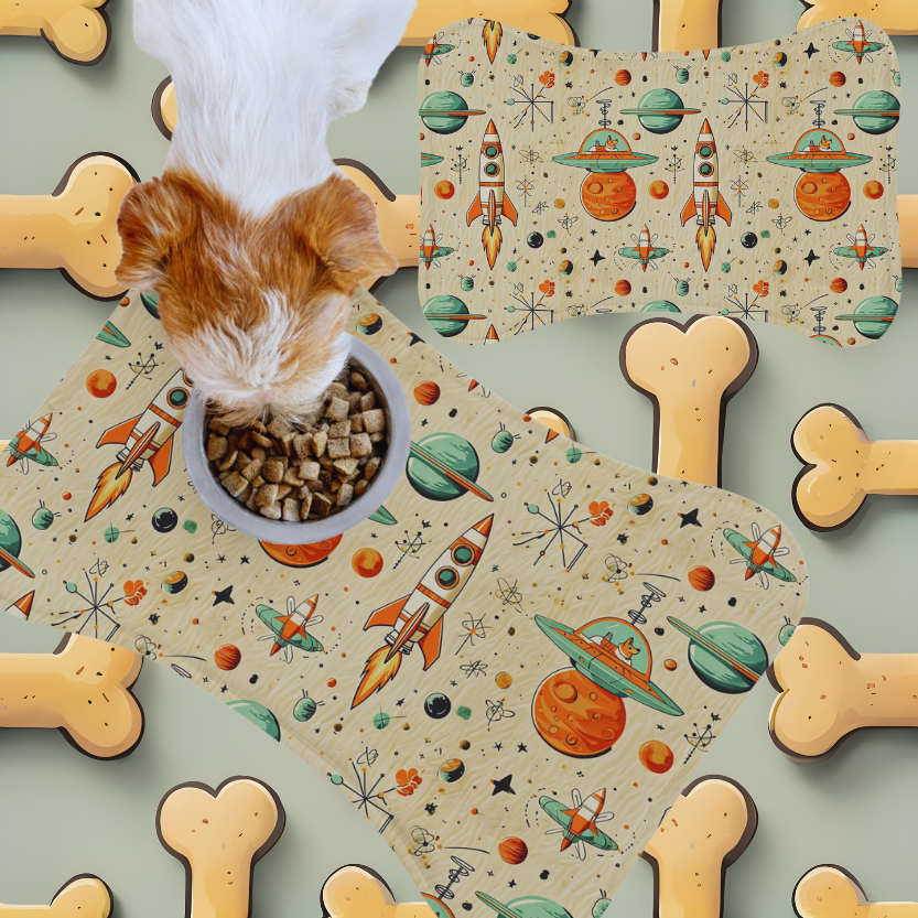 Retro Rocket Dog Pet Feeding Mat
