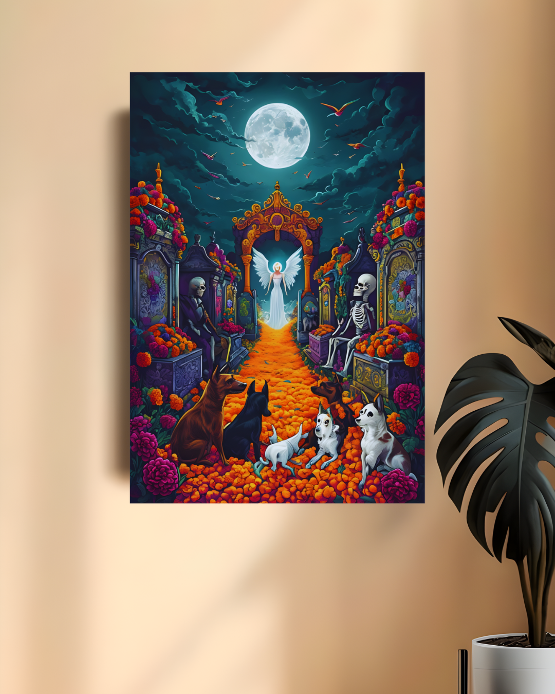 Dia de los Muertos Matte Vertical Poster - Vibrant Skeleton Art for Home Decor