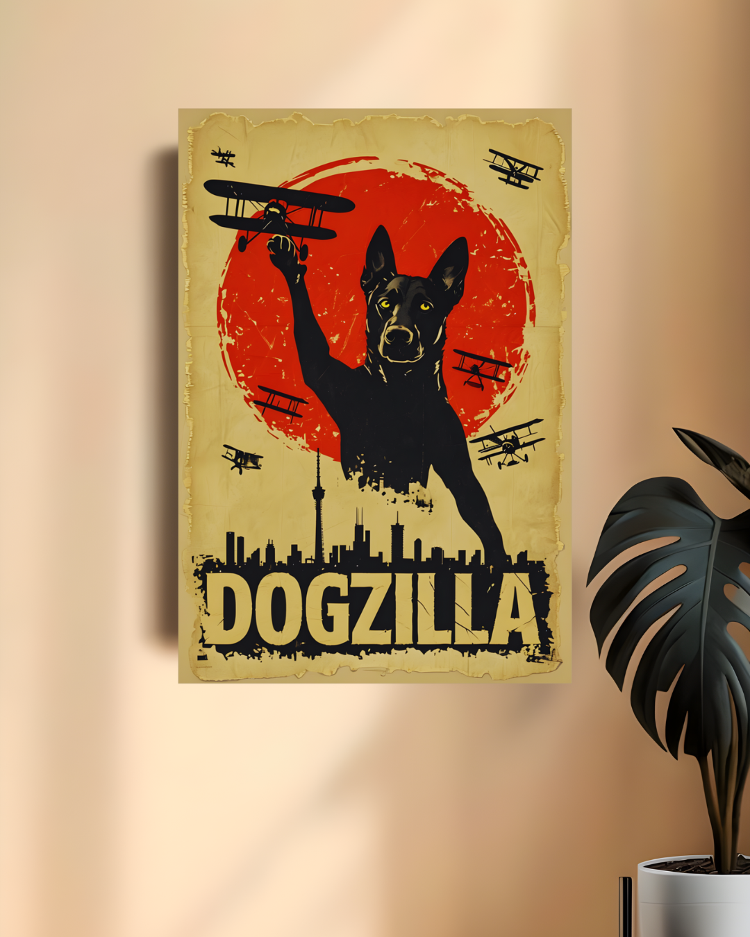 Dogzilla Matte Vertical Poster - Vintage Dog Art for Pet Lovers