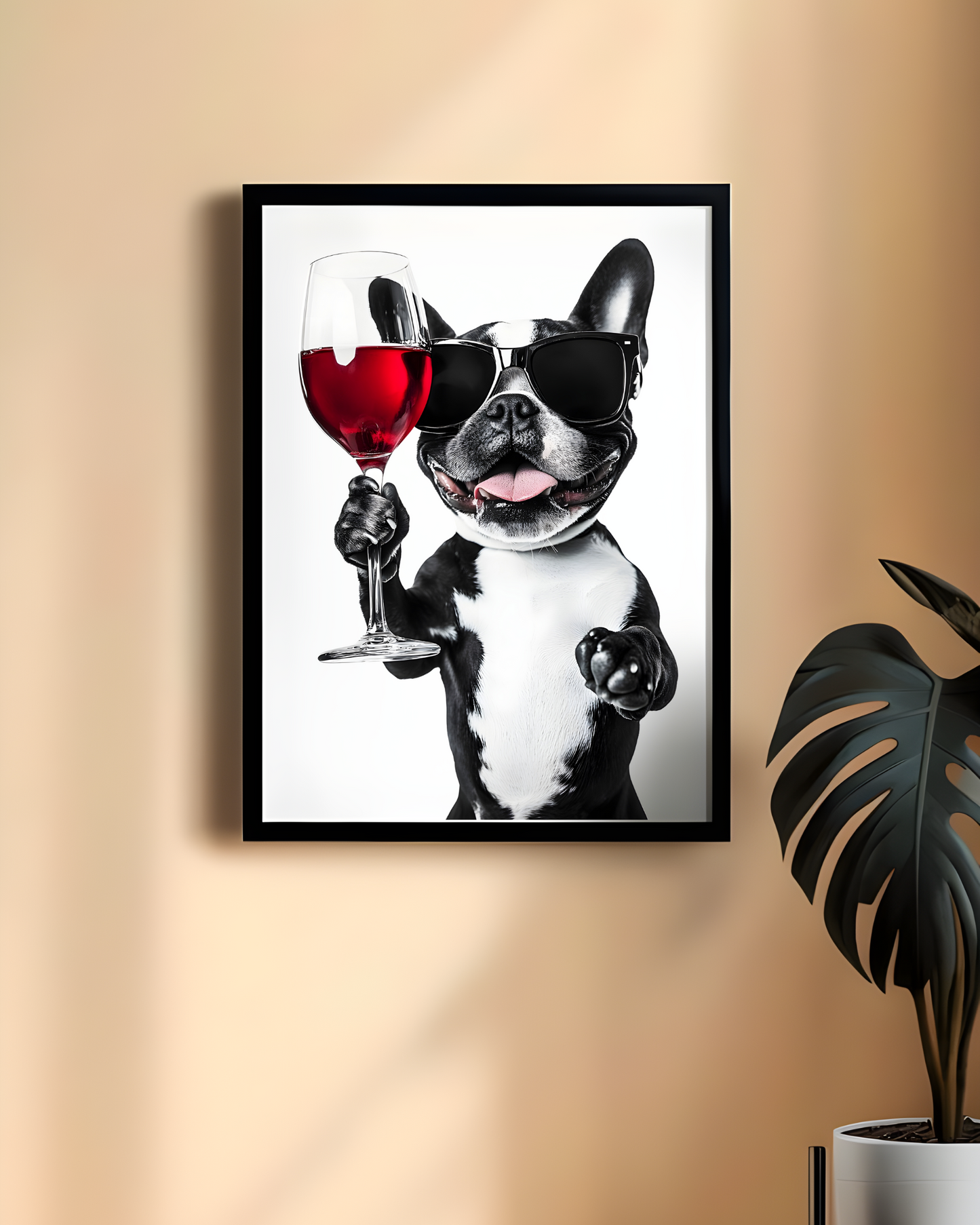 Boston Terrier Wine Poster, Funny Pet Wall Art, Dog Lover Gift, Home Decor, Pet-Wine Lover Gift