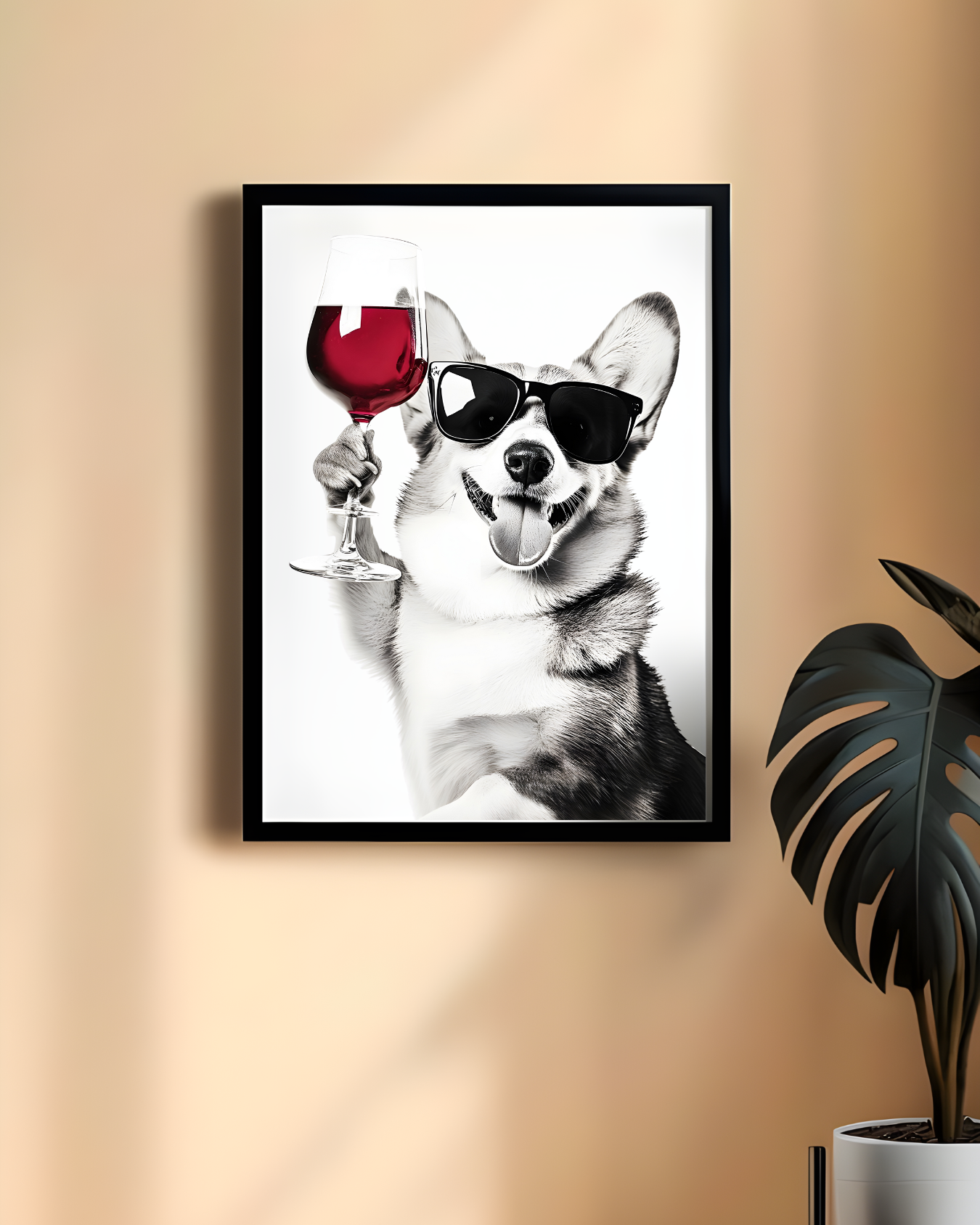 Corgi Wine Poster, Fun Dog Art Print, Gift for Dog Lovers, Home Decor for Pet Owners, Wine Wall Art, Dog Themed Decor