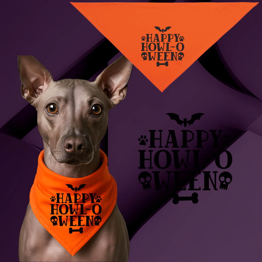 Halloween Pet Bandana"Happy Howl-a-ween", Seasonal Pet Accessory, Dog Costume, Cat Bandana, Fall Pet Fashion, Trick or Treat Gear