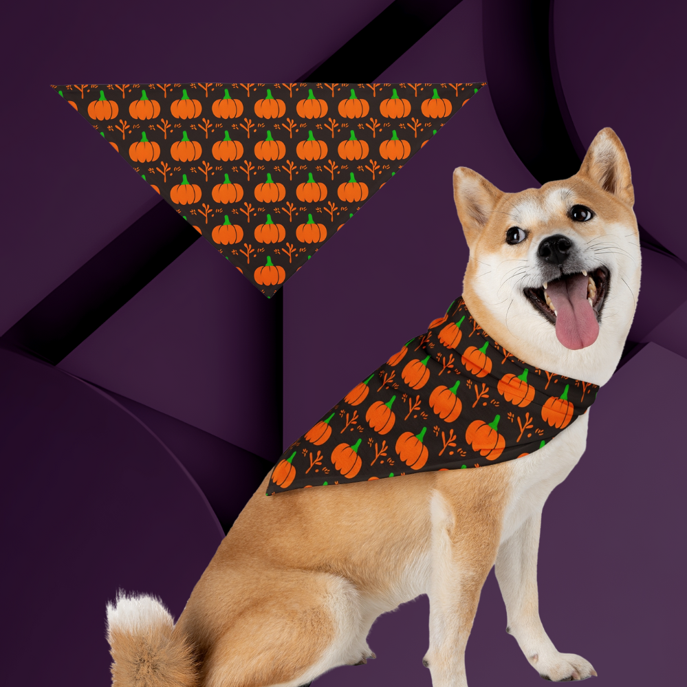 Fall Pumpkin Pet Bandana, Autumn Dog Accessory, Halloween Pet Fashion, Harvest Season Wear, Seasonal Pet Apparel