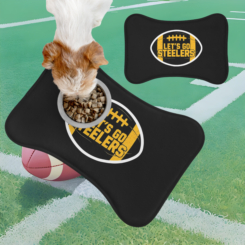NFL Pet Feeding Mat,, Let's Go Steelers, Sports Pet Mat, Dog Lover Gift