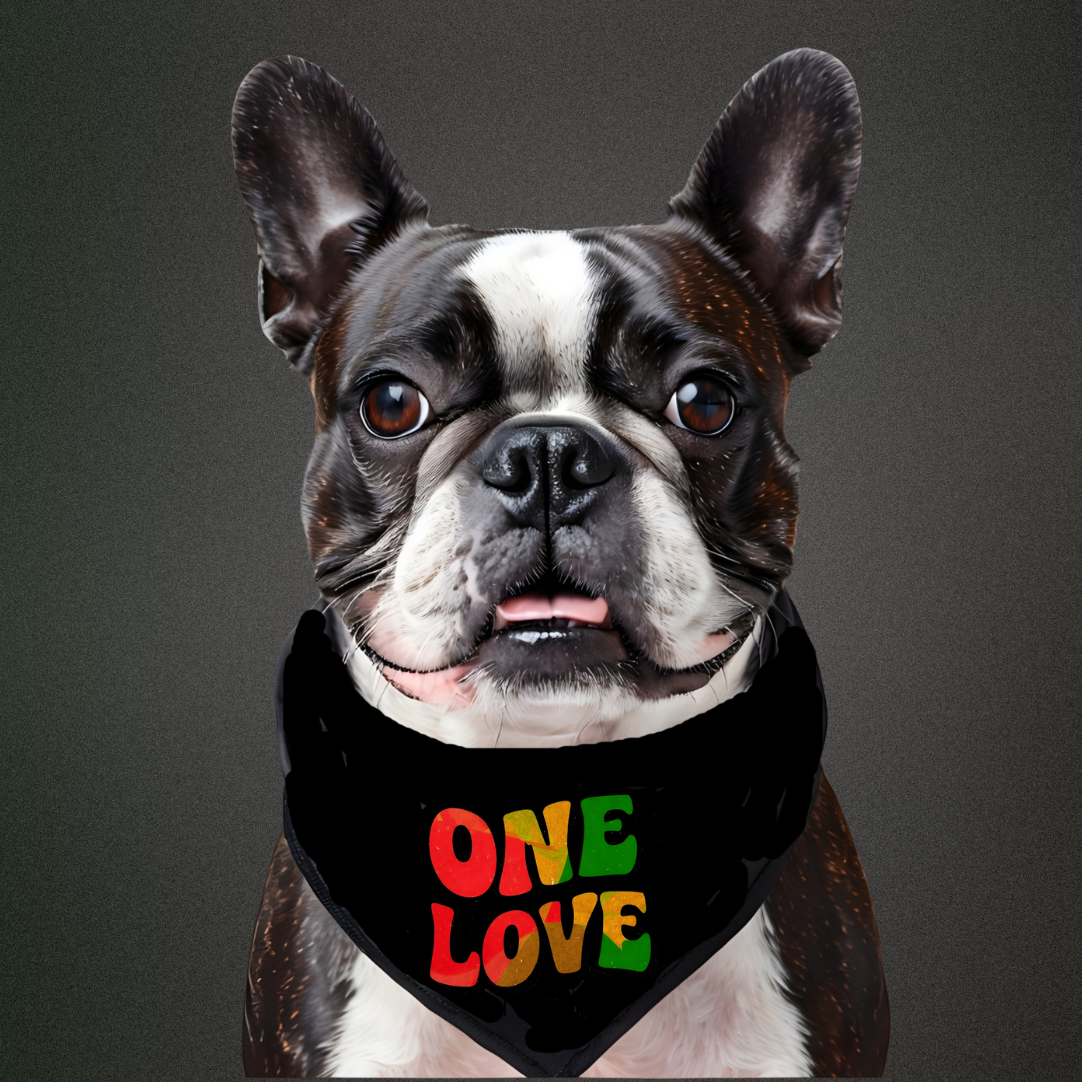 One Love Pet Bandana, Dog Bandana, Cat Accessory, Stylish Pet Gift, Holiday Reggae Vibes Marley, Animal Fashion