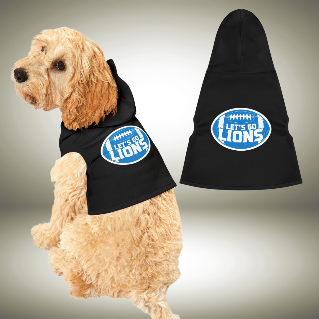NFL Detroit Lions Pet Hoodie for Football Fans - Cozy Dog Apparel, Pet Sweatshirt, Game Day Gear, Perfect for Gifts, Let’s Go Lions