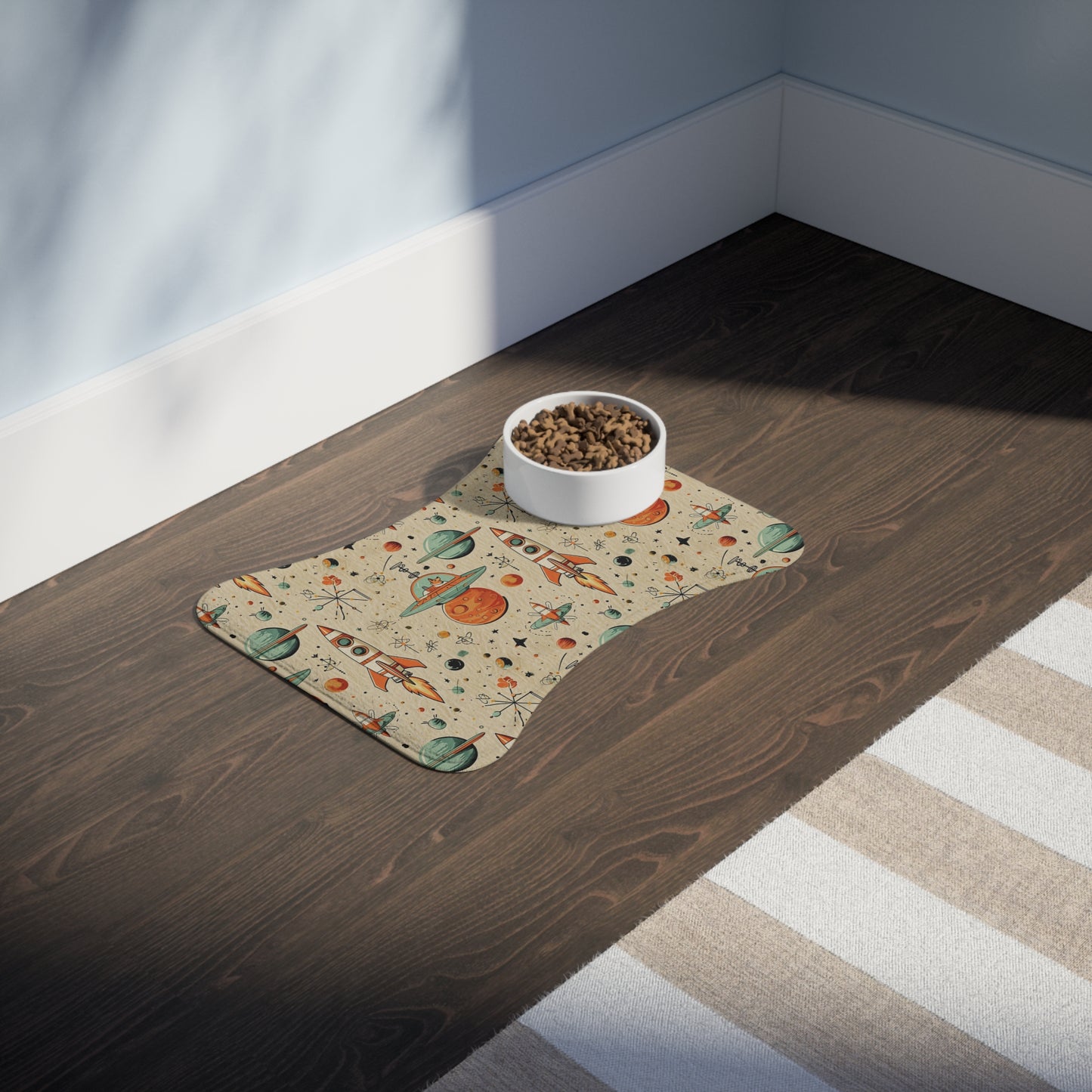 Retro Rocket Dog Pet Feeding Mat