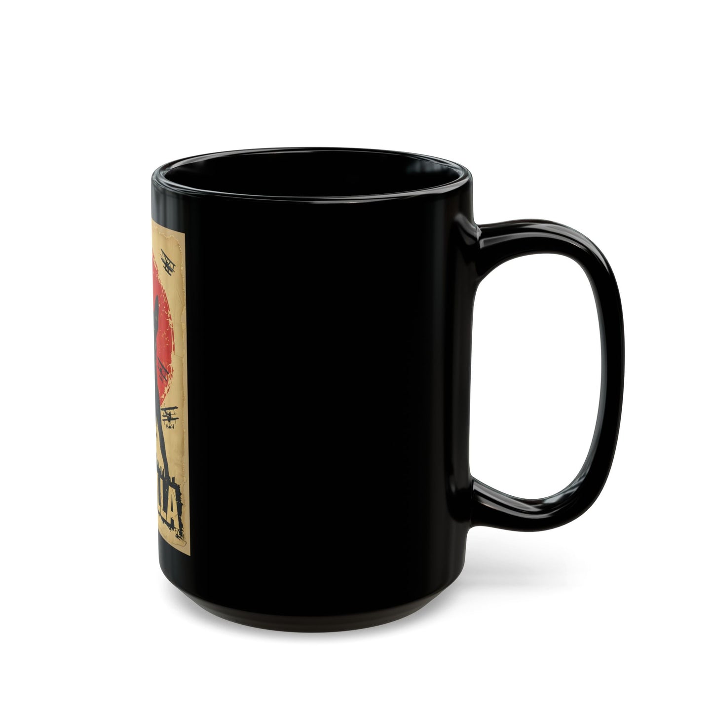 Retro art "Dogzilla" Black Mug (15oz)