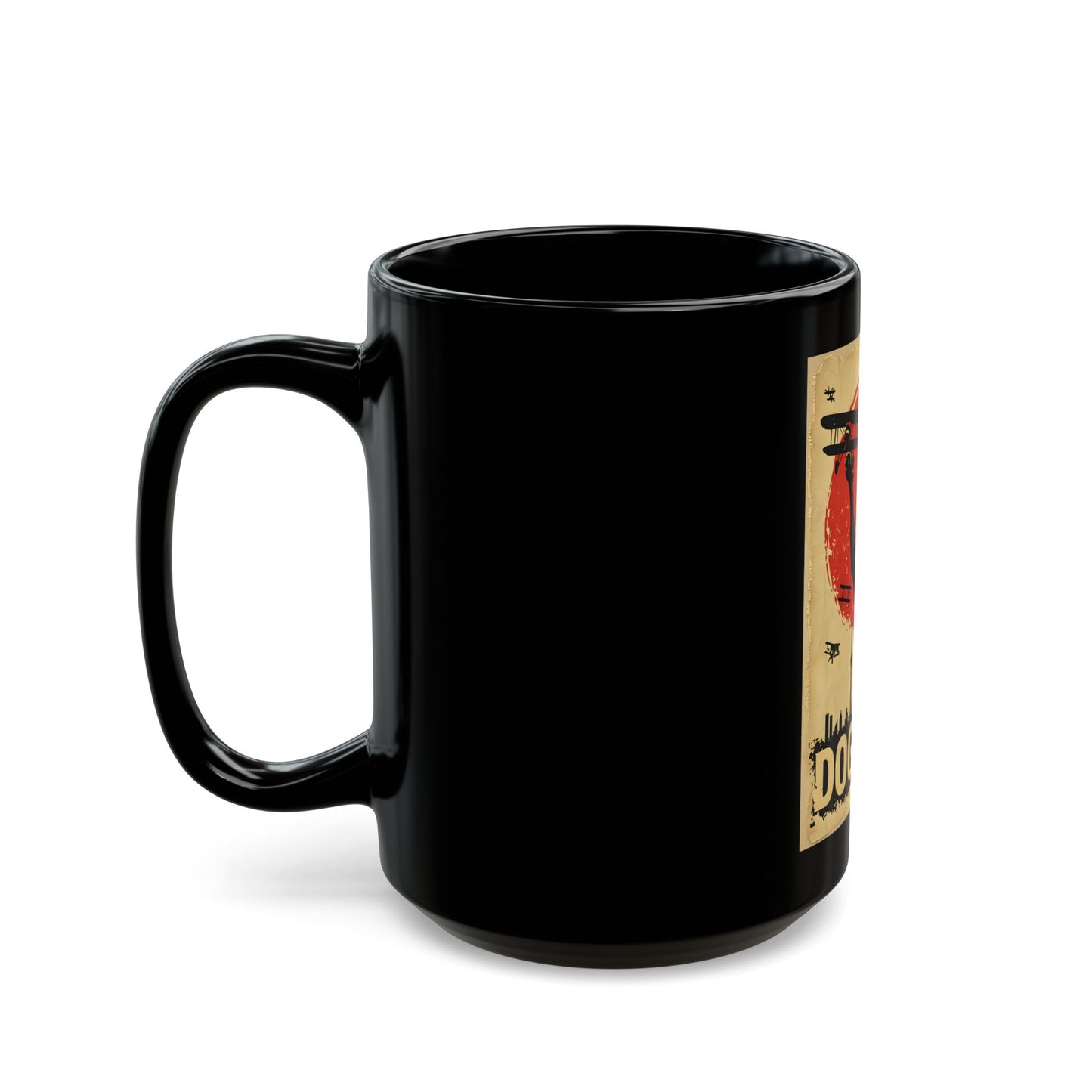 Retro art "Dogzilla" Black Mug (15oz)