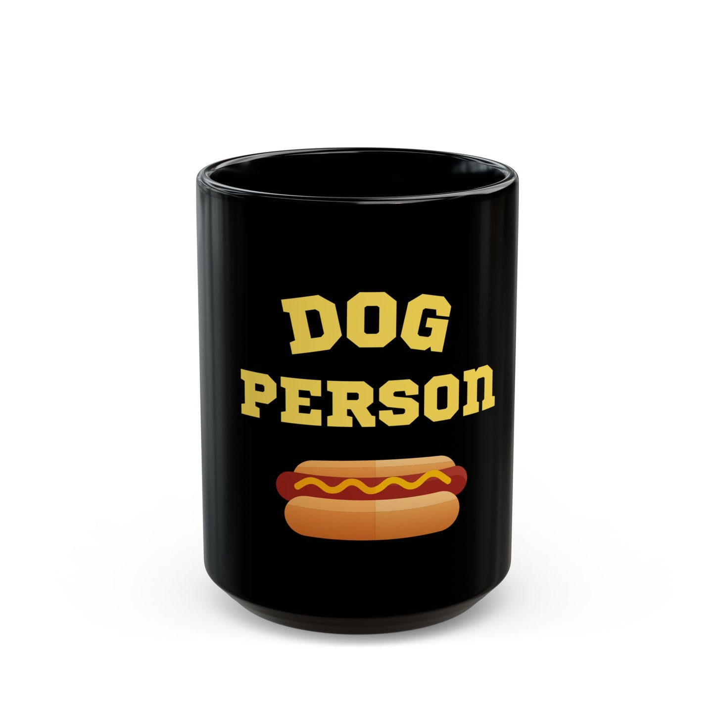 "Dog Person" (Hot Dog) Black Mug (11oz, 15oz)