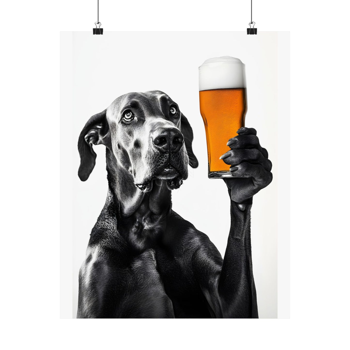 Great Dane Beer Lover Poster, Funny Dog Art Print, Great Dane Home Decor, Pet Lover Gift, Unique Wall Art for Dog Owners, Beer Enthusiast