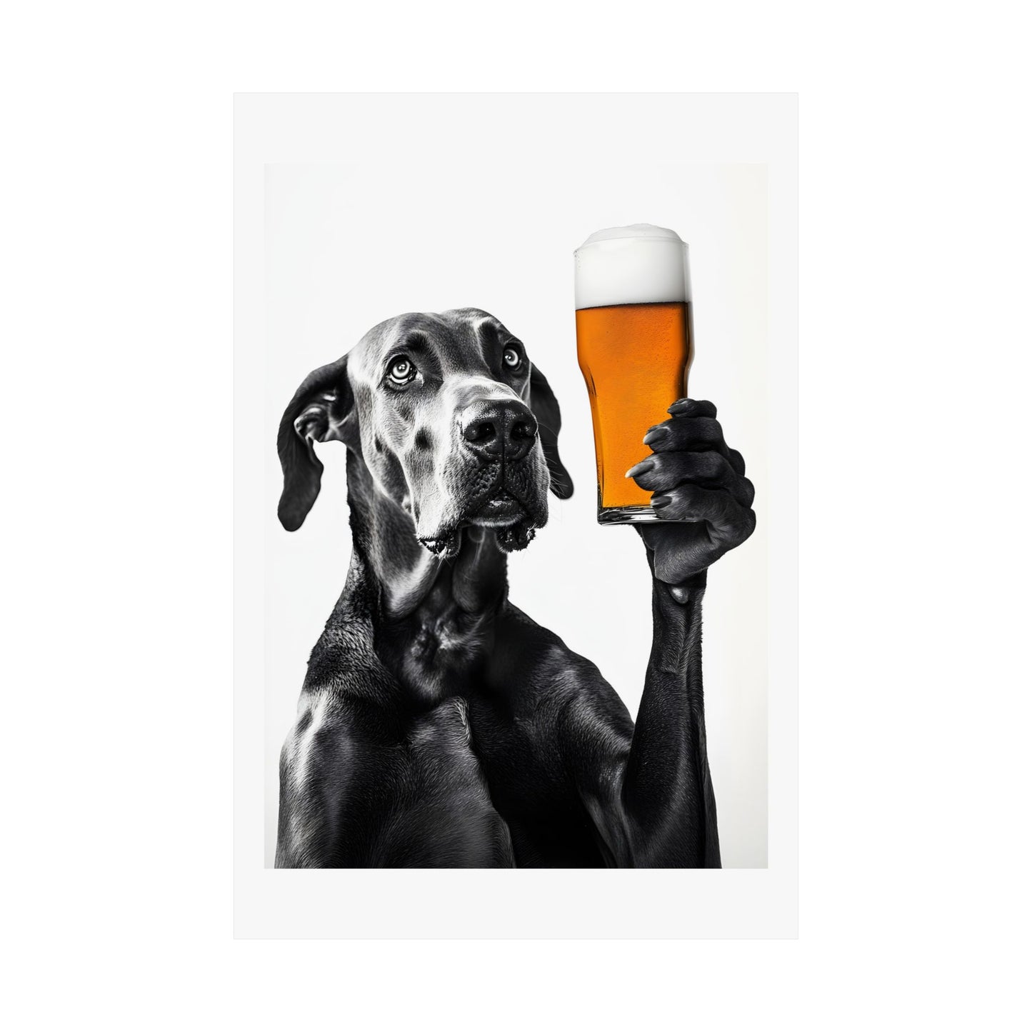 Great Dane Beer Lover Poster, Funny Dog Art Print, Great Dane Home Decor, Pet Lover Gift, Unique Wall Art for Dog Owners, Beer Enthusiast
