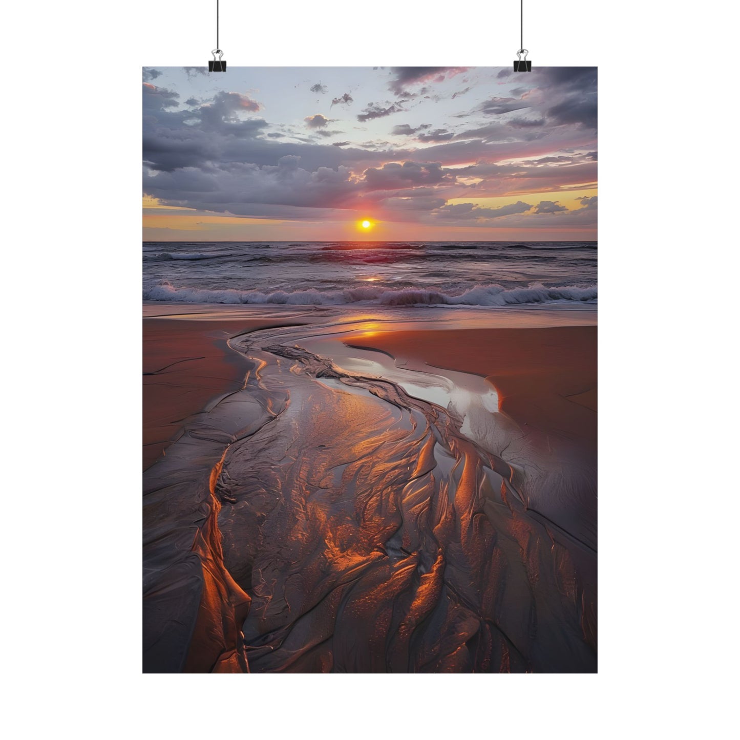 Flagler Beach FL Sunrise "Reflection" Satin Poster (300gsm)