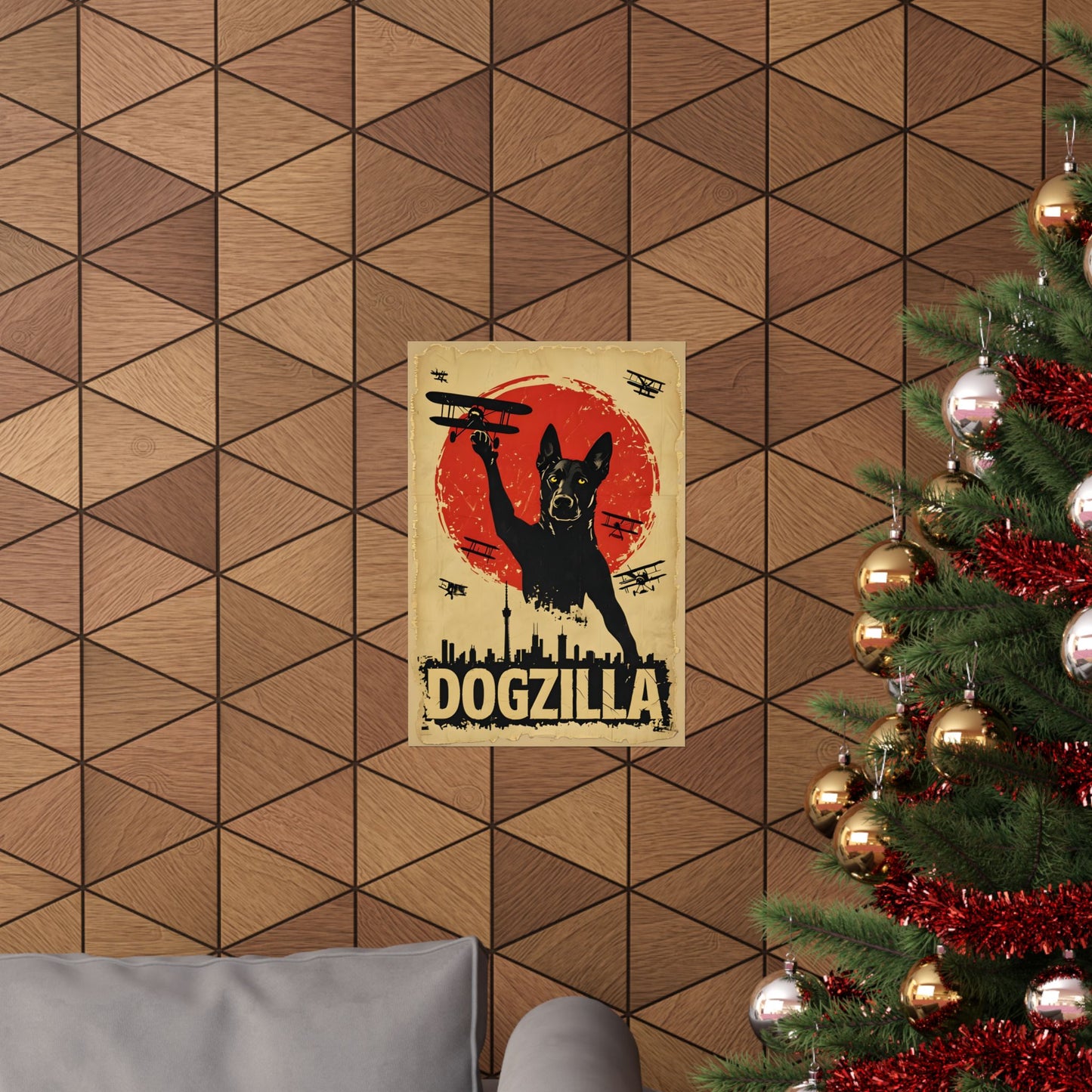 Dogzilla Matte Vertical Poster - Vintage Dog Art for Pet Lovers