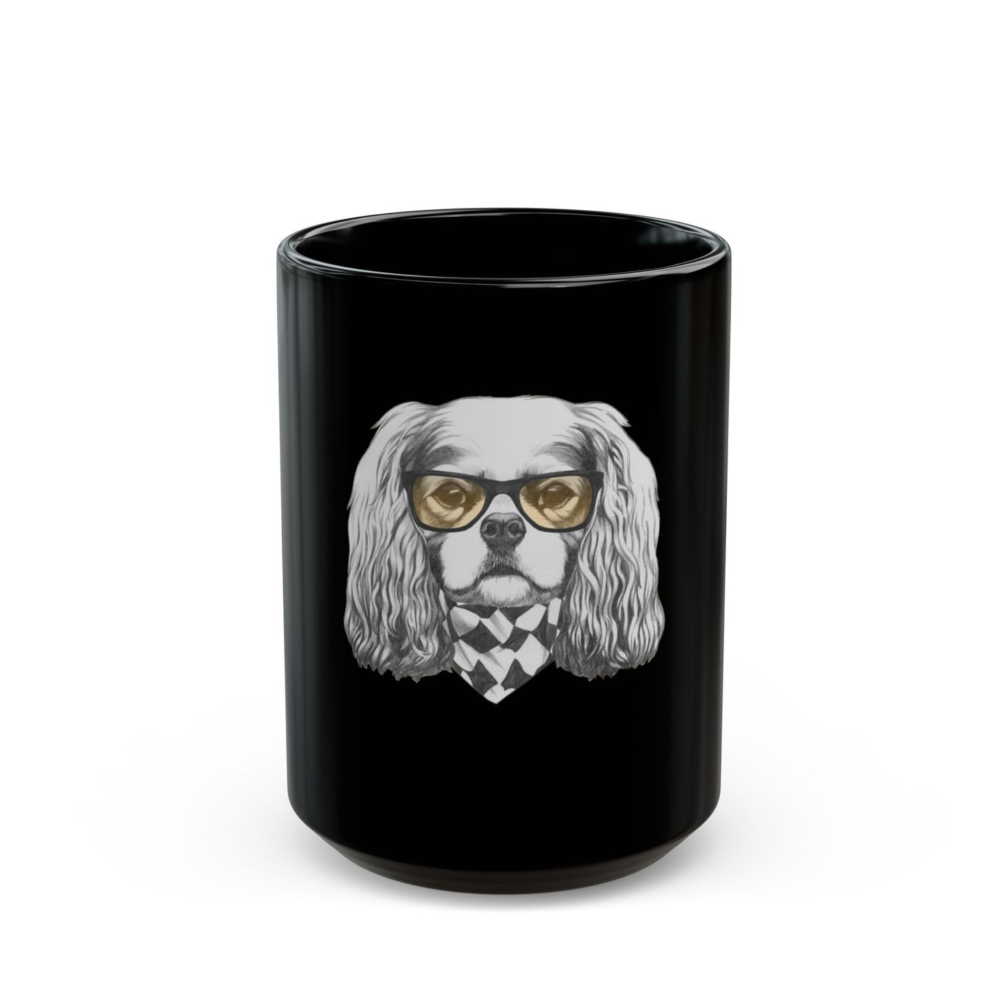 Hipster dog- Cavalier King Charles Spaniel Black Mug (11oz, 15oz)