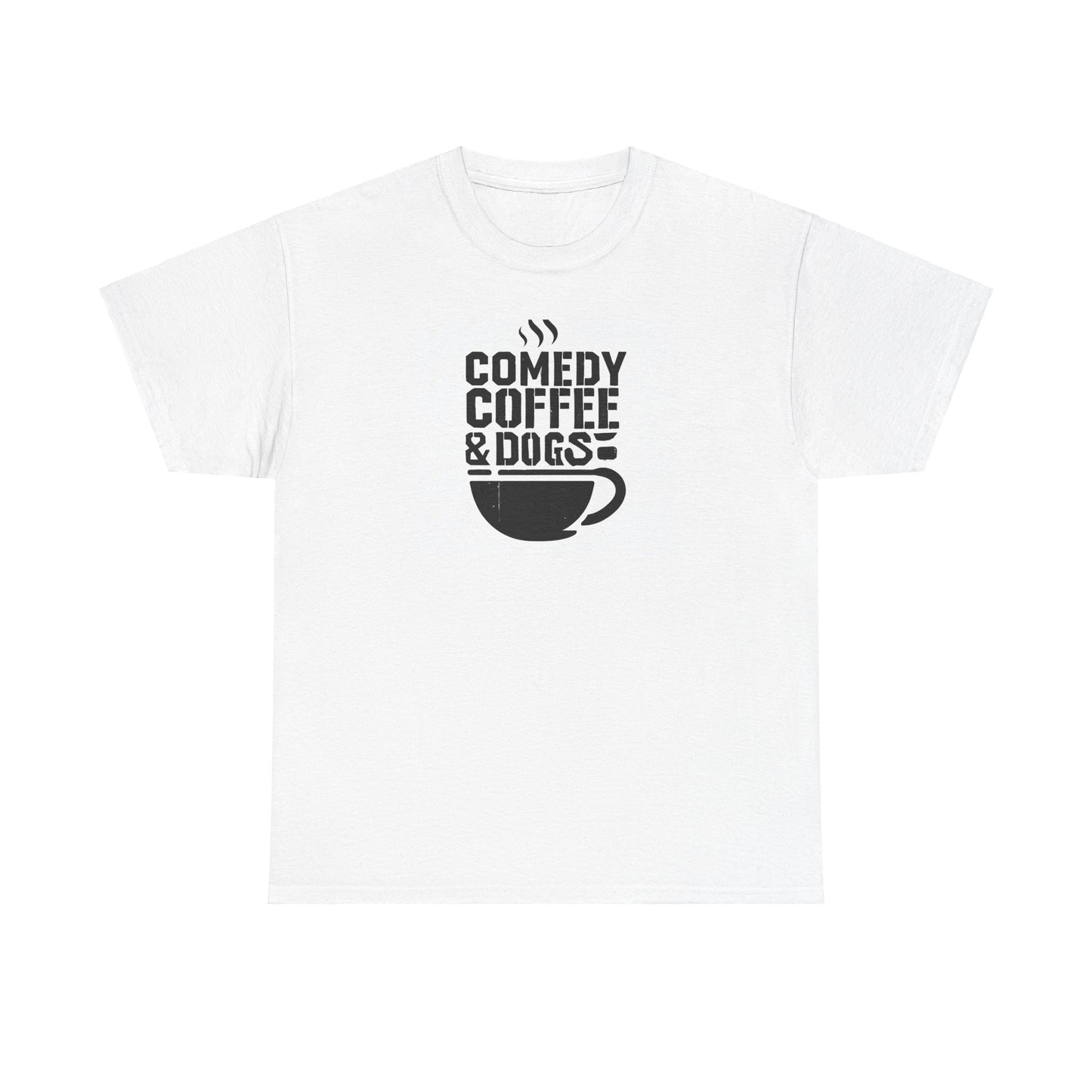 Comedy Coffee & Dogs White Unisex Heavy Cotton Tee