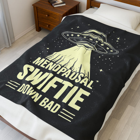 Menopausal Swiftie "Down Bad"Velveteen Plush Blanket - Cozy Throw for Laughter Lovers