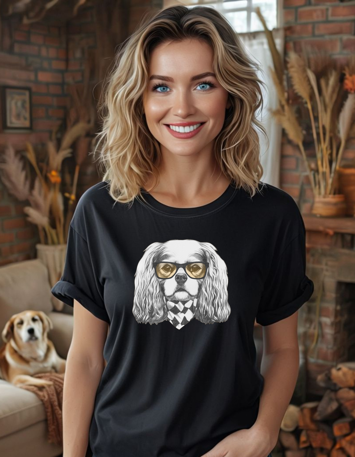 Hipster CAVALIER KING CHARLES SPANIEL Unisex Heavy Cotton Tee
