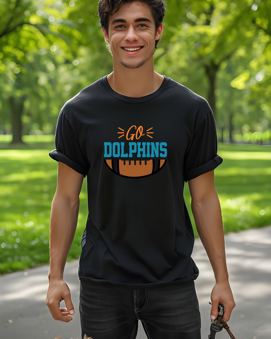 Go Dolphins Football Unisex Heavy Cotton Tee