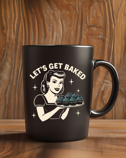 Let's Get Baked Black Mug - Perfect for Baking Enthusiasts and Celebrations