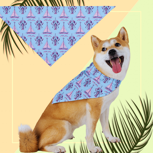 Chic Lobster Print Pet Bandana for Coastal Style