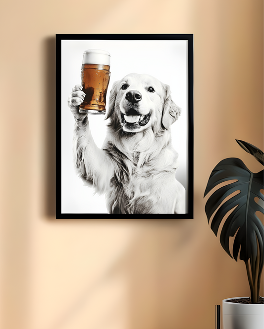 Golden Retriever Beer Toast Poster, Dog Lover Wall Art, Pet Decor, Funny Home Decor, Gift for Dog Owners