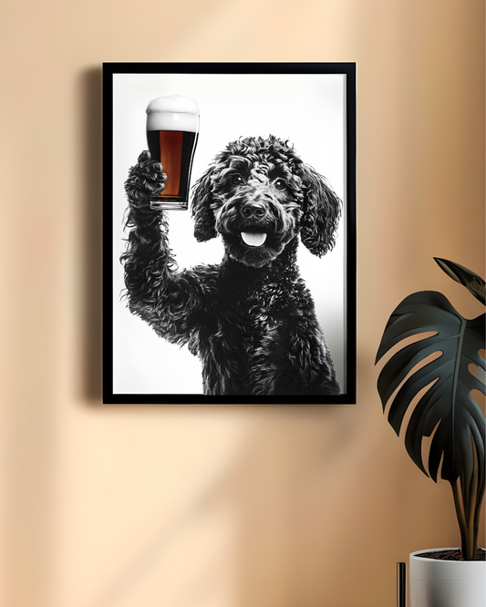 Labradoodle Beer Poster, Pet Decor, Dog Lover Gift, Home Wall Art, Funny Animal Print