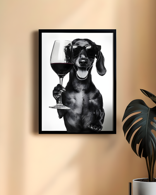 Dachshund Wine Poster, Wine Lover Art, Home Decor, Gift for Dog Lovers, Pet Themed Wall Art, Wine Poster