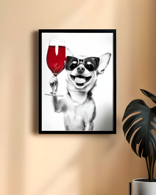 Chihuahua Dog Lover's  Poster, Dog Art, Home Decor, Pet Lover Gift, Wine Wall Art, Modern Dog Prints